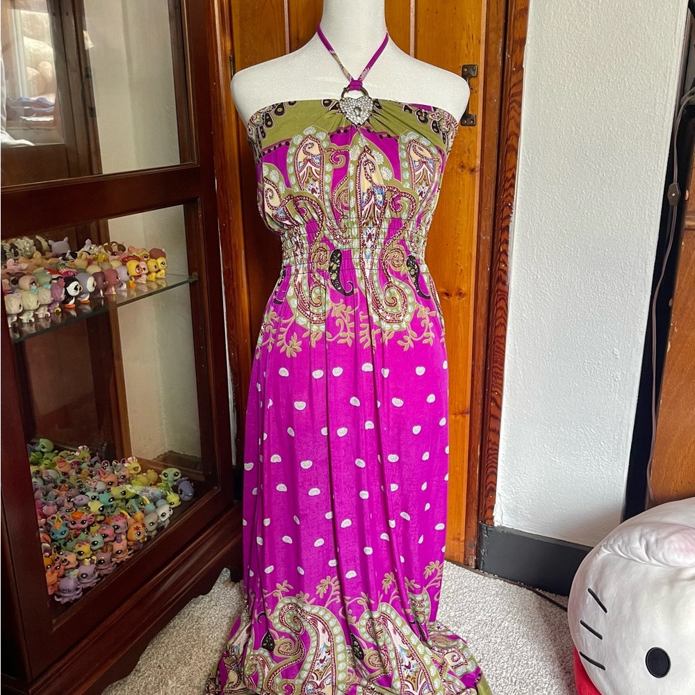 Purple Paisley Bedazzled Pendant Dress Size S-M